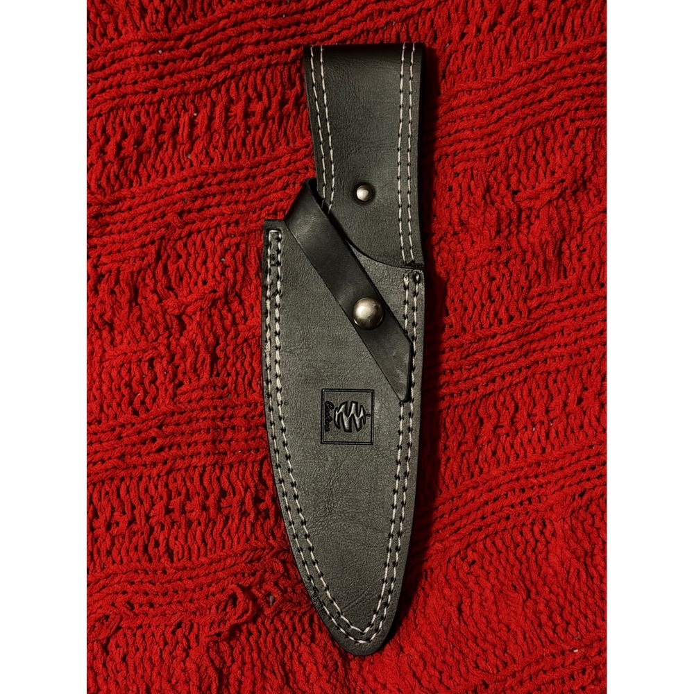 Coolina Black Leather Knife Sheath with Belt Loop and Snap Closure Logo Embossed